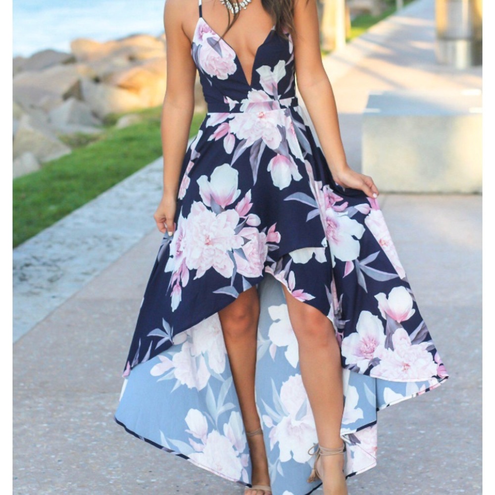 Saved by the dress navy high low floral dress